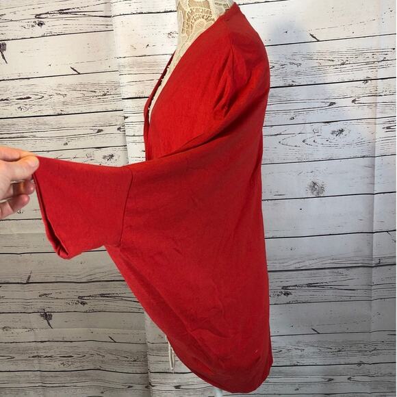 WONDERLUSH Layers by Lizden Knit Jersey Cocoon Cardigan red size medium to large - Picture 7 of 10